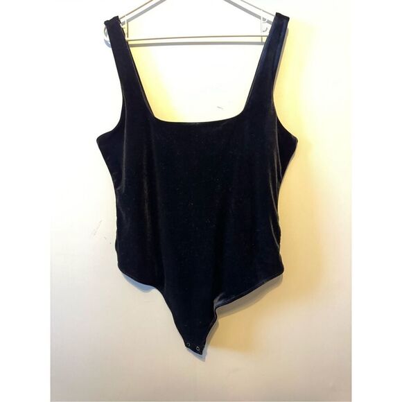 Good American Black Velvet Cheeky Bodysuit Square Neck Size 6=3X or 22-24 NWT - Picture 3 of 13